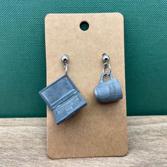 Upcycled Game Piece Earring-Hypoallergenic-Whimsy Dangle, Eco-Friendly, Handmade - Picture 1 of 7